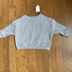 oh baby! Dalmatian Print V Collar Boxy Sweatshirt - Fog size 6-12 months NWT
